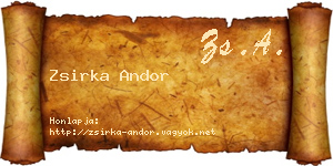Zsirka Andor névjegykártya